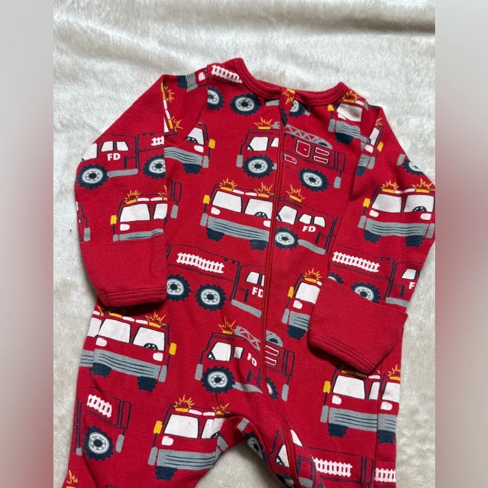 Wonder Nation | Red Fire Truck Footed Baby Pajama | Newborn